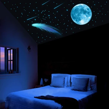 2022 Yeni PVC Aydınlık Ay Meteor Yaratıcı Duvar Sticker Oturma Odası Yatak Odası Basit DIY Dekoratif Kendinden Yapışkanlı Boyama SSJ277