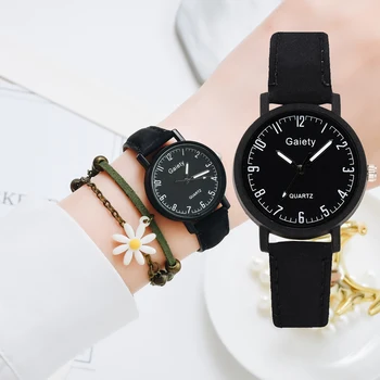 Gaiety Marka Zarif Kadın Deri Kayış İzle Casual Bayanlar Kuvars Saatler Kadın bilezik saat seti Saatler Reloj Mujer