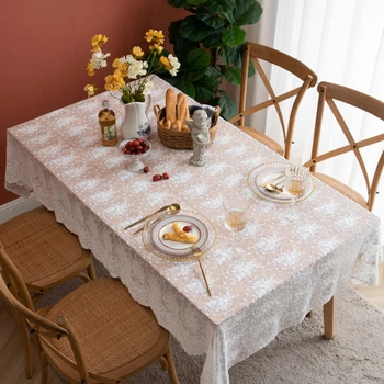 Romantik Dantel Nakış Düğün Masa Örtüsü Dikdörtgen Ev yemek masası Dekorasyon Kapak Havlu Fransız Fotoğraf Arka Plan