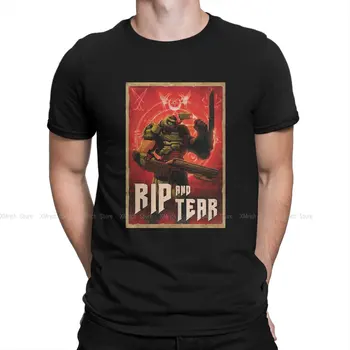 Komik Deniz Rip ve Gözyaşı Retro erkek t-shirtleri O Boyun Saf Pamuk T Shirt Dome Ebedi Slayer Cehennem Doomguy Seraphim Oyun