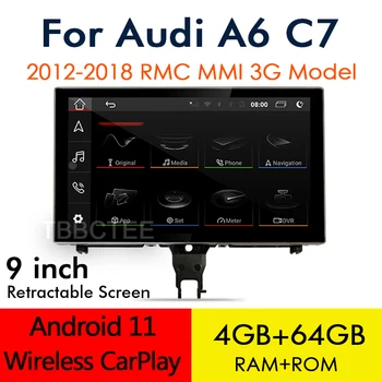 Android 12 Kablosuz CarPlay 4 + 64GB Audi A6 C7 2012 ~ 2018 MMI 3G RMC Araba Multimedya Oynatıcı otomatik GPS Navigasyon Dokunmatik Ekran