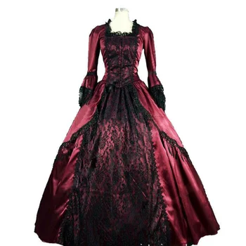 Sıcak şarap kırmızı mahkemesi elbise topu Gotik kostüm rol oynamak kostüm özelleştirme