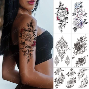 Devredilebilir Su Geçirmez Geçici Dövme Çıkartma Yasemin Çiçeği Meyve Yaprağı Renk Dövme Bel Vücut Sanatı Sahte Dövme Erkek Kadın