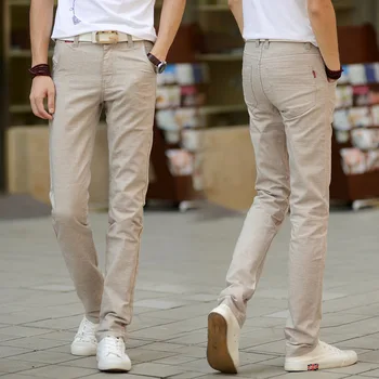 2020 Yaz Yeni Erkek Keten Pamuk takım elbise pantalonları Corea Slim Fit Düz Alt Keten rahat pantolon erkek Eğlence Pantolon