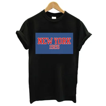 Kadın Tshirt Grafik New York 1926 Baskı Kawaii Siyah Tshirt Bayan Giyim Yaz Bahar 90s Estetik Üstleri Kadın Tees Tshirt