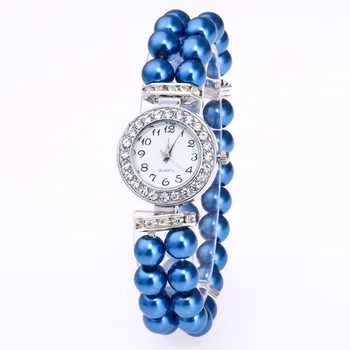 Yeni İnci Dize Bilezik quartz saat Lüks Bayan Saatler Rhinestone Küçük Arama Elbise İzle Kadınlar Kızlar için Kol Saati