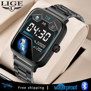 LIGE Yeni Bluetooth Cevap Çağrı akıllı saat Erkekler Tam Dokunmatik Arama Spor İzci Kol Saati IP67 Su Geçirmez Smartwatch kadınlar