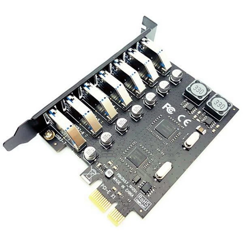 USB 3.0 PCI Express Adaptörü PCI E 7 Port USB 3 Genişleme Adaptörü Kartı USB3 Pcıe PCI-E X1 Denetleyici Dönüştürücü Görüntü 3