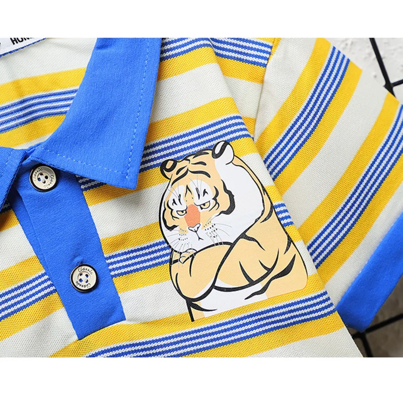 Yeni Yaz Bebek Giysileri Takım Elbise Çocuk Erkek Kız Moda Çizgili tişört Şort 2 adet / takım Toddler Rahat Kostüm Çocuk Spor Görüntü 5