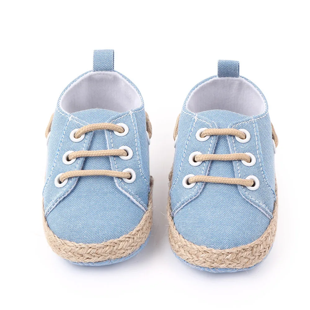Moda Marka Erkek Bebek Ayakkabıları 1 Yaşındaki Kızlar için kanvas sneaker Yenidoğan Ayakkabı Toddler Lace Up Tenis Bebek Eğitmenler Hediye Görüntü 3