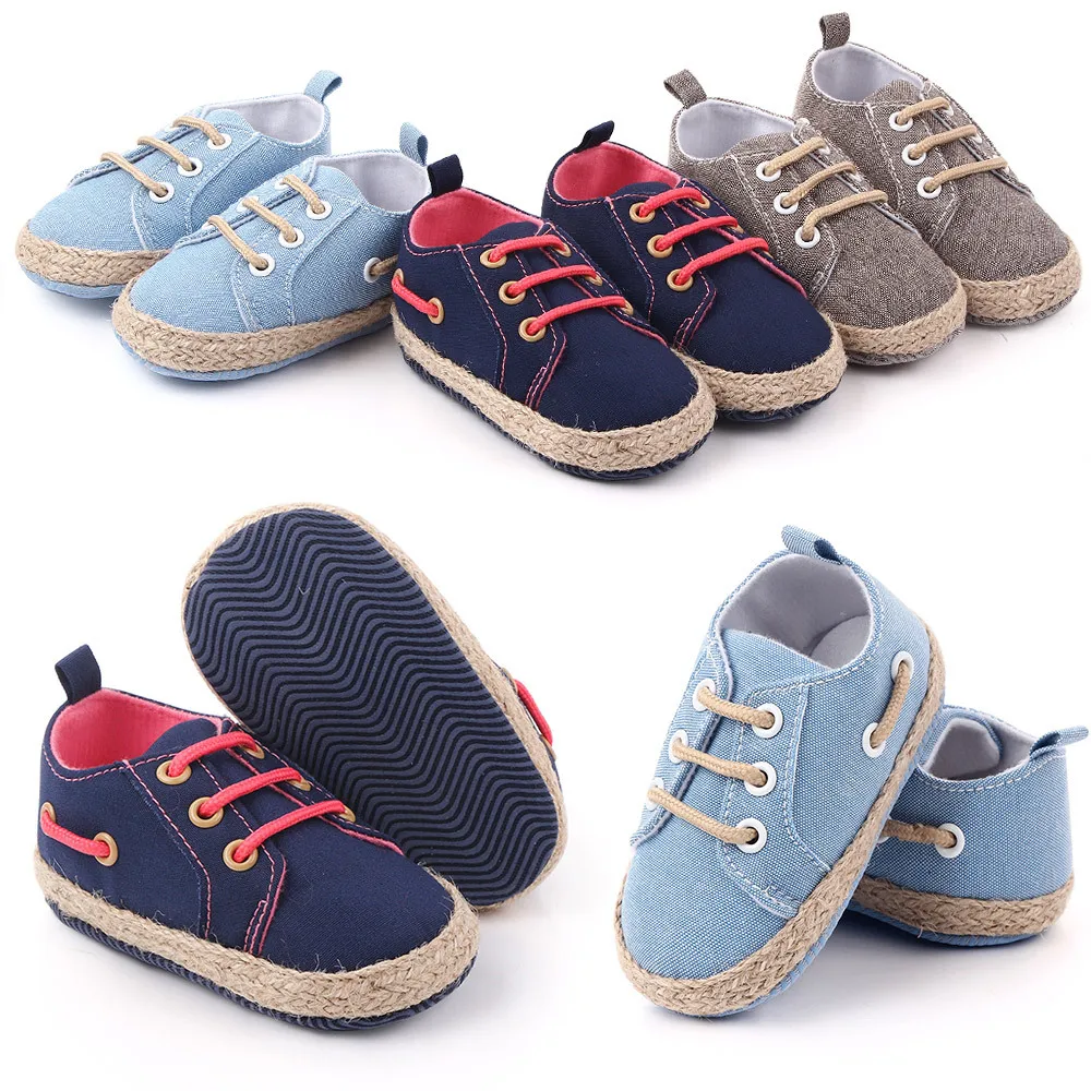 Moda Marka Erkek Bebek Ayakkabıları 1 Yaşındaki Kızlar için kanvas sneaker Yenidoğan Ayakkabı Toddler Lace Up Tenis Bebek Eğitmenler Hediye Görüntü 5