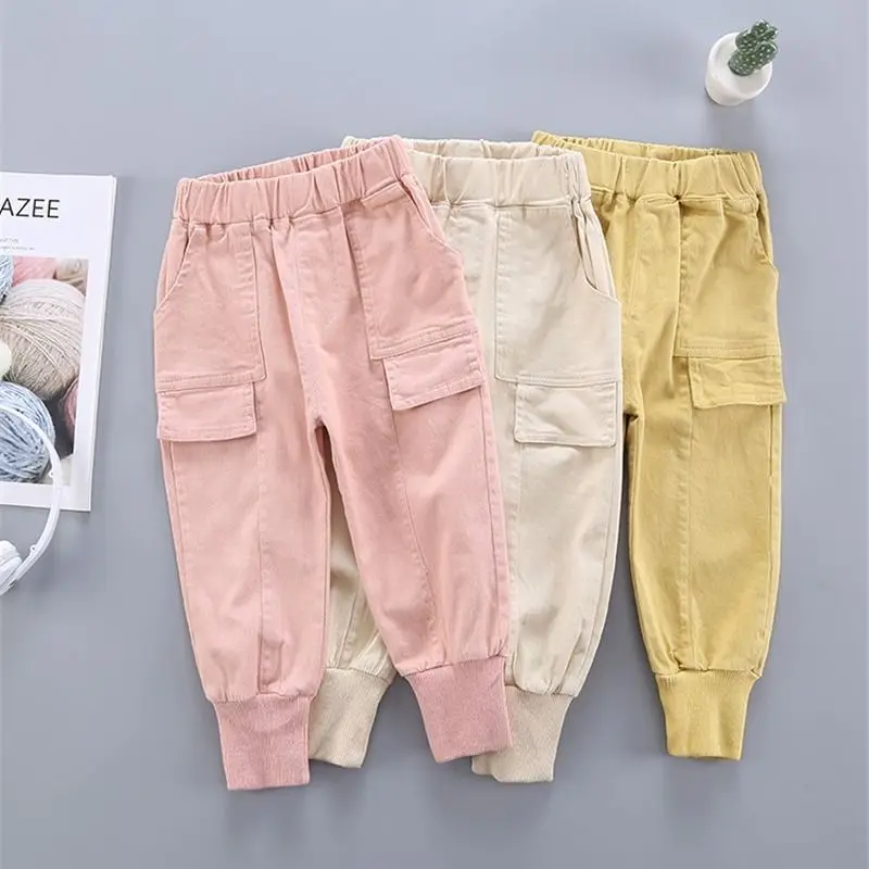 2020 Sonbahar Kış Yeni Çocuk Giyim Kız Bebek Pantolon Pantolon Moda Çocuk pamuklu pantolonlar Kızlar Yüksek Bel Rahat pantolon W546 Görüntü 1
