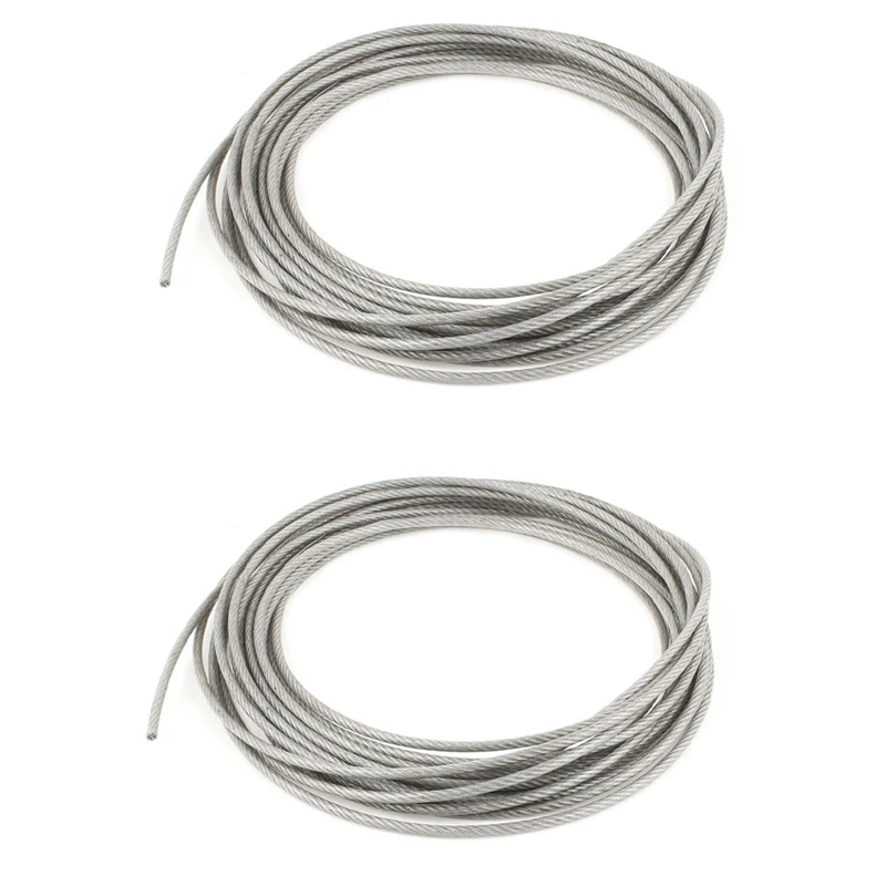 2X5MM Dia Çelik PVC Kaplı, Esnek Tel Halat Kablosu 10 Metre Şeffaf + Gümüş Görüntü 0