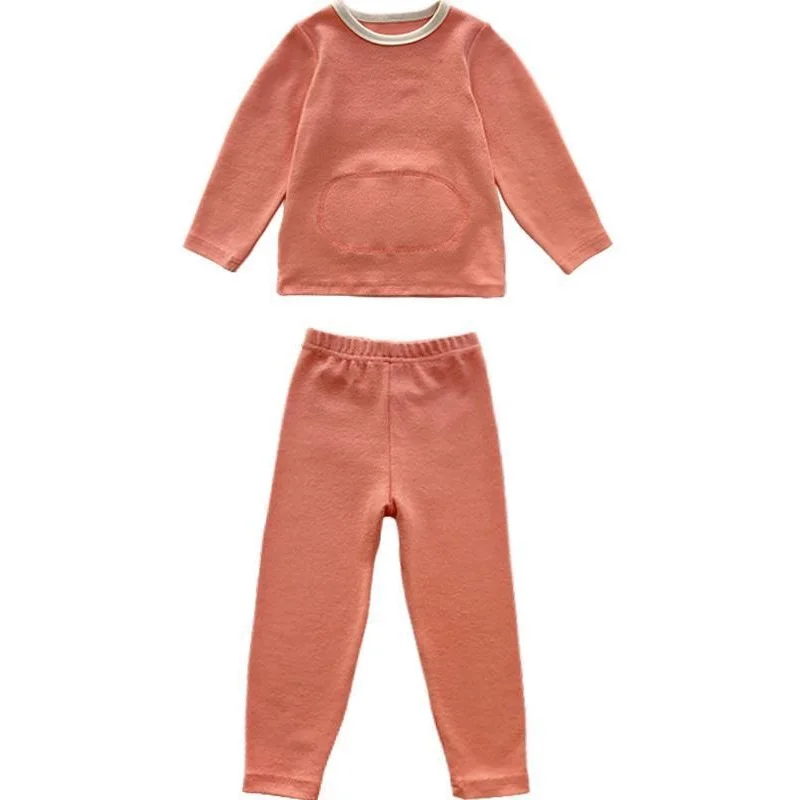 Erkek bebek Kız Pijama Set DE Kadife Kumaş Bebek Yürüyor Homothermal Pijama Mide Korumak Bebek Bodysuit Ev Takım Elbise 2 ADET Görüntü 1