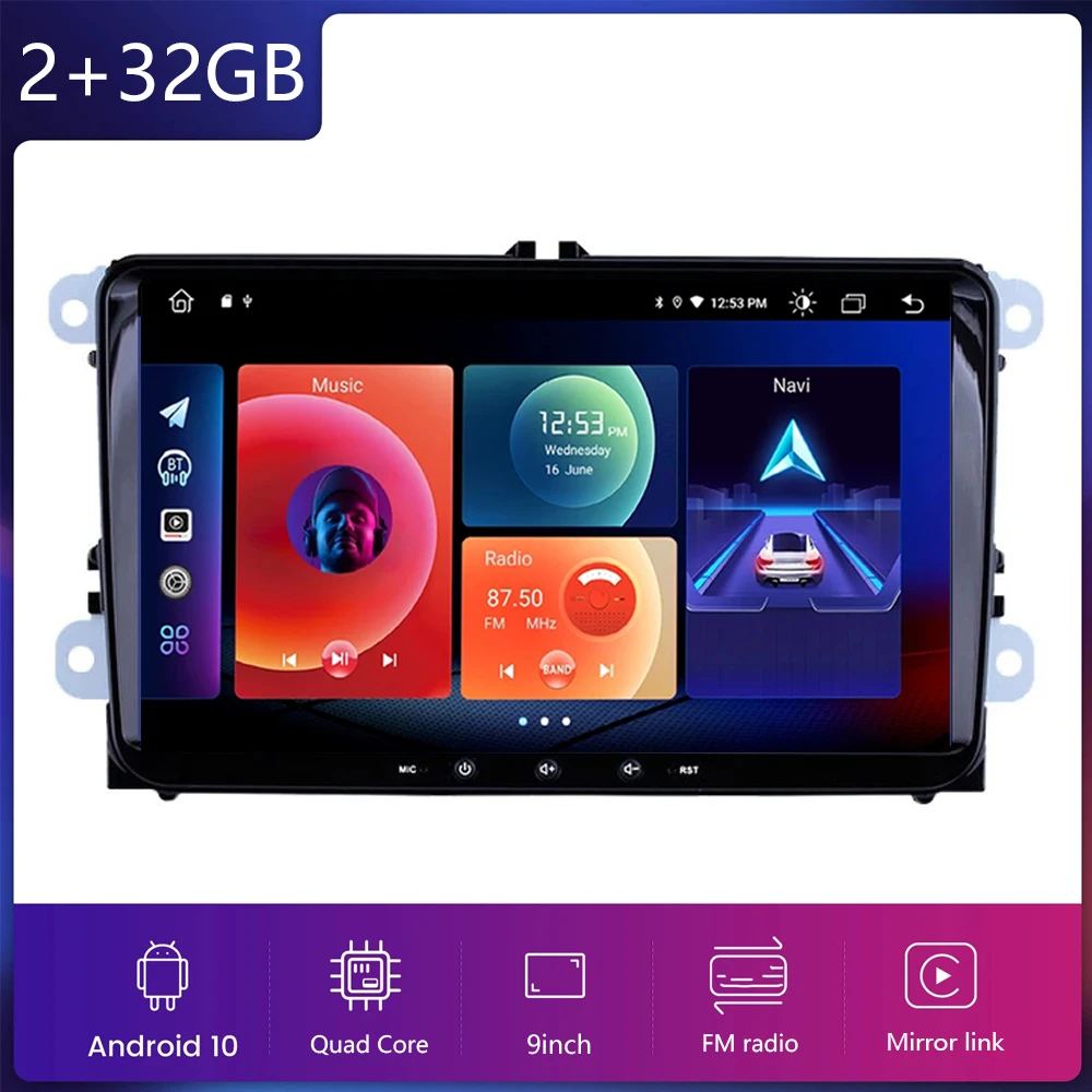 2Din Android 11 Araba Multimedya mp5 oynatıcı VW / Volkswagen / Golf / Polo / Tiguan / Passat / b7 / b6 / KOLTUK / leon / Skoda / Octavia Radyo GPS Görüntü 0