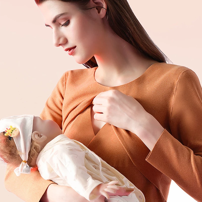 Hamile kıyafetleri emzirme süveteri Pijama Seti Sıcak doğum sonrası Hemşirelik giysileri Görüntü 1