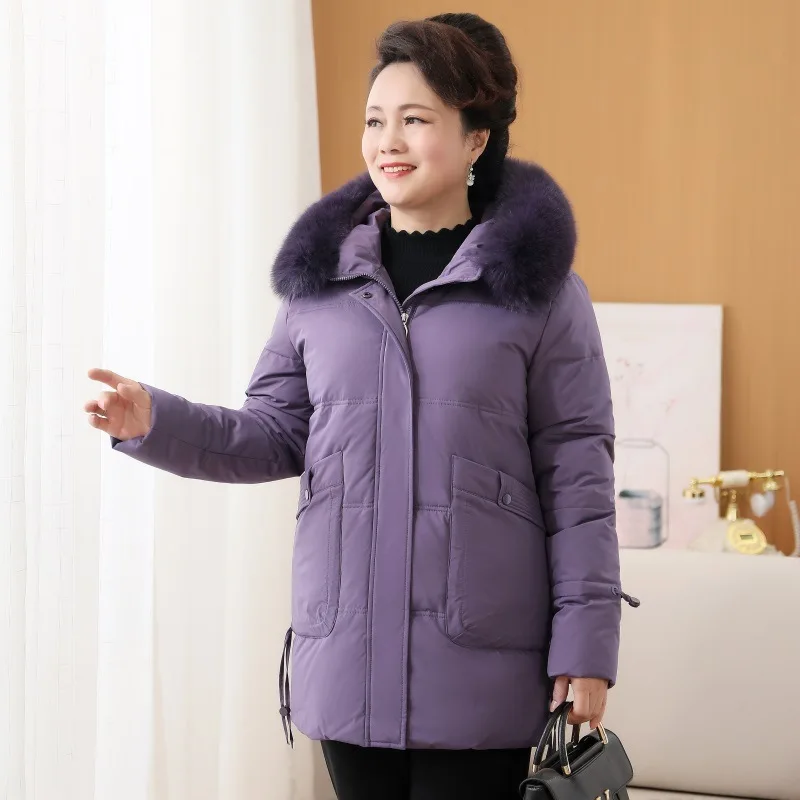 ceket kadınlar için Yeni moda büyük boy kış aşağı ceketler orta yaşlı ve yaşlı giyim sıcak kalınlaşmış ceket Görüntü 0