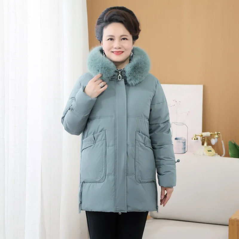 ceket kadınlar için Yeni moda büyük boy kış aşağı ceketler orta yaşlı ve yaşlı giyim sıcak kalınlaşmış ceket Görüntü 4
