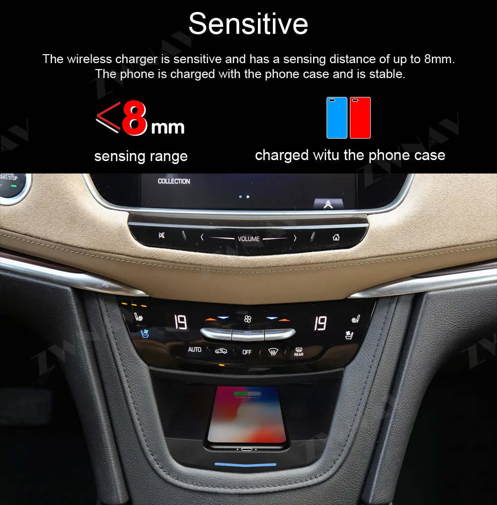 QI araba Kızılötesi Hızlı kablosuz şarj cihazı Cadillac XT5 2017 -2019 Akıllı Kızılötesi Hızlı Kablosuz araba şarjı telefon tutucu Görüntü 2