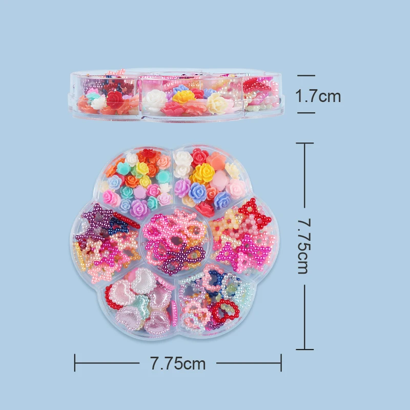 1 Kutu Sevimli İçi Boş Kalp İnci Yay Yıldız Mix Şekli Renkli Kawaii Tırnak Takılar Seti DIY Nail Art Süslemeleri Aksesuarları Görüntü 5