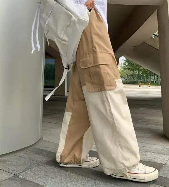 Japon Yüksek Sokak Büyük Cep Düz Gevşek Rahat Pantolon Geniş Bacak Pantolon Erkek Hippi Joggers Pantolon Görüntü 1